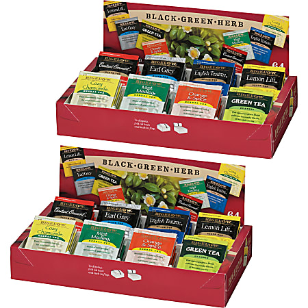 Bigelow® Assorted Flavor Herbal Tea, Black Tea, Green Tea Bag - 128 / Bundle