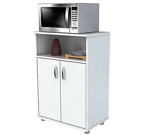 Inval Storage Cabinet With Microwave Stand 6 Shelves 66 H x 35 W x 15 D  Laricina White - Office Depot