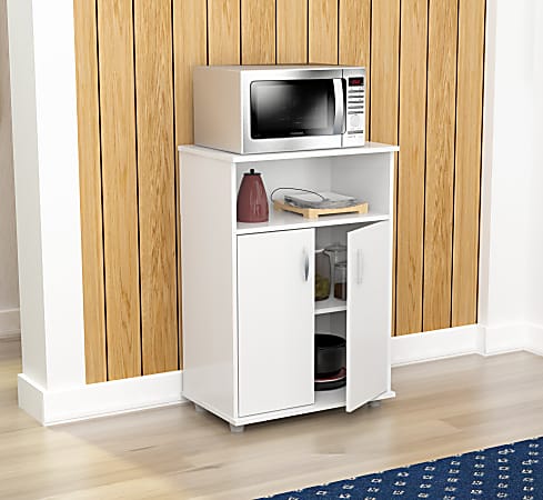 Inval 72 H Mini Fridge And Microwave Storage Cabinet Washed Oak - Office  Depot