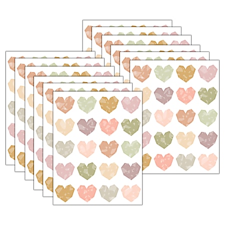 Teacher Created Resources Stickers, 2-1/2” x 1/2", Terrazzo Tones Hearts, 120 Stickers Per Pack, Bundle Of 12 Packs