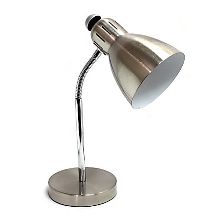 Simple Designs Semi-Flexible Desk Lamp, 16.53"H, Brushed Nickel 