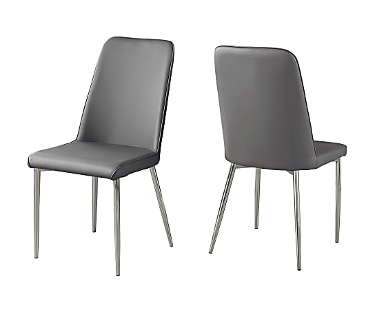 Monarch Specialties Aaliyah Dining Chairs, Gray/Chrome, Set Of 2 Chairs