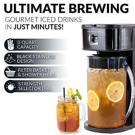 HomeCraft HCIT3BS 12 Cup Caf Ice Iced Coffee And Tea Brewing System ...