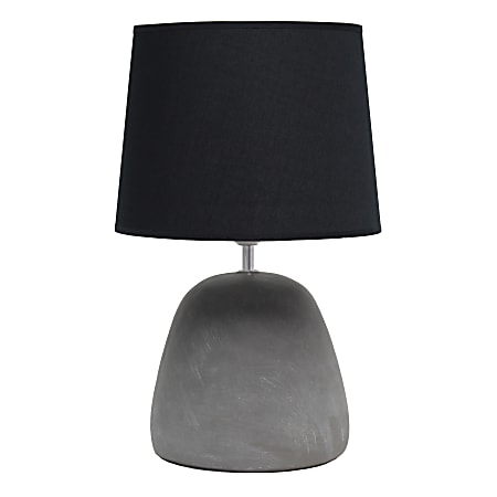 Simple Designs Round Concrete Table Lamp, 16-1/2"H, Black