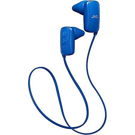 JVC Gumy Earset - Stereo - Wireless - Bluetooth - 20 Hz - 20 kHz - Behind-the-neck - Binaural - In-ear - Noise Canceling - Blue