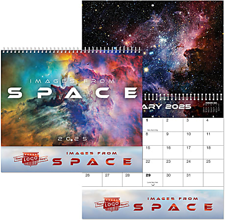 Custom Luxe Images From Space Spiral Wall Calendar, 11" x 17"