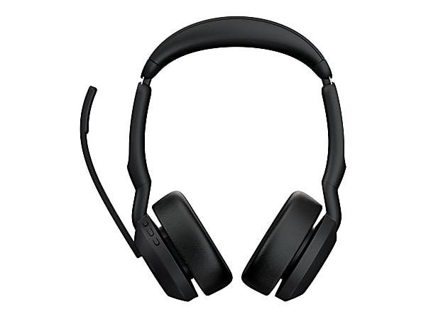 Jabra Evolve2 55 MS Stereo - Headset - on-ear - Bluetooth - wireless - active noise canceling - USB-C via Bluetooth adapter - black - with charging stand - Certified for Microsoft Teams