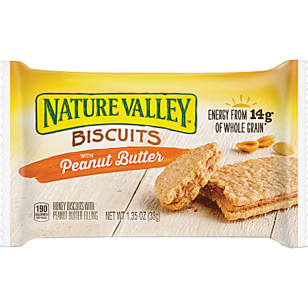 NATURE VALLEY Flavored Biscuits - Peanut Butter, Honey - Box - 1.35 oz - 16 / Box NATURE VALLEY Flavored Biscuits - Peanut Butter, Honey - Box - 1.35 oz - 16 / Box