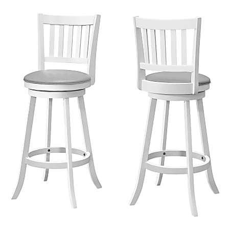 Monarch Specialties Ari Swivel Barstools With Backs, Gray/White