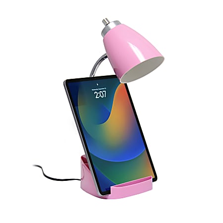 LimeLights 20 in. Pink Organizer Desk Lamp with Charging Outlet Lazy Susan  Base LD1015-PNK - The Home Depot