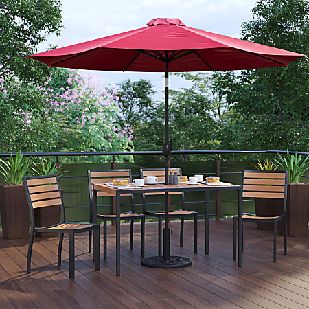 Flash Furniture Lark 7-Piece All-Weather Patio Set, 29-1/2”H x 30”W x 48”D, Red