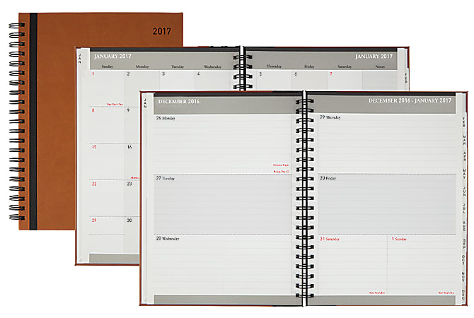 Office Depot® Brand Weekly/Monthly Planner, 8" x 11", Johnny Brown Stripe, January to December 2017
