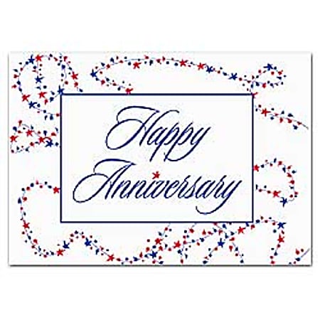 All-Occasion Cards, 7 7/8" x 5 5/8", Patriotic Anniversary, Box Of 25