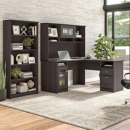 Bush Business Furniture Cabot 60 W L Shaped Corner Desk With Hutch