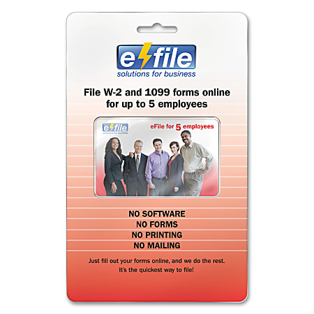 eFile W-2 And 1099 Online Form Card, 2012, 5 Employees