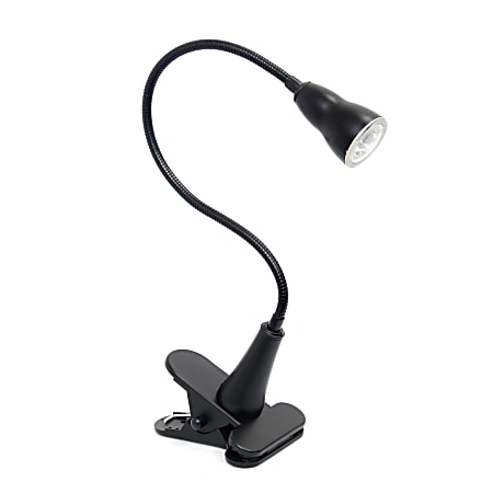 Simple Designs LED Gooseneck Clip Light Desk Lamp, Adjustable Height, 22-3/4"H, Black