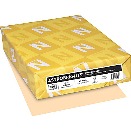 Astrobrights® Multi-Use Card Stock, Peach, Letter (8.5" x 11"), 65 lb, Pack Of 250