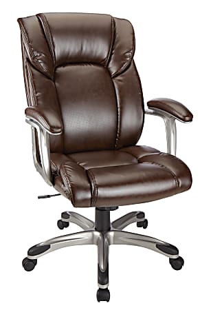 Realspace® Salsbury Bonded Leather High-Back Chair, Dark Brown/Black