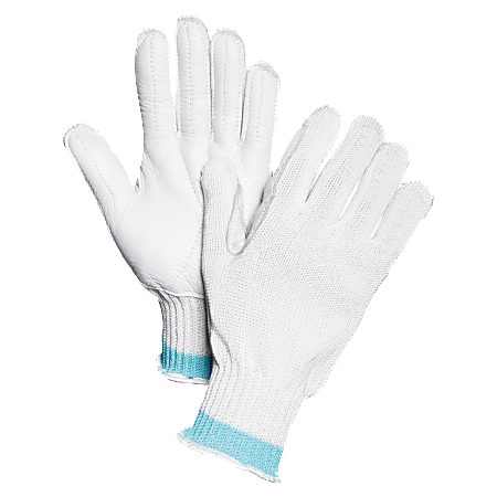 Sperian Perfect Fit Spectra Fiber Gloves - Medium Size - High Performance Polyethylene (HPPE), Leather Palm - White - Cut Resistant, Heavyweight, Abrasion Resistant - For Agriculture, Fishing, Food, Glass Handling, Automotive, Paper Industry