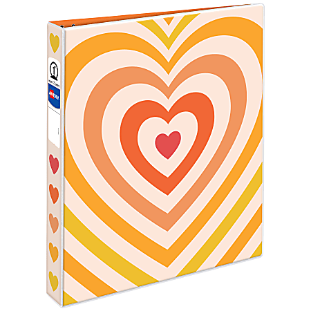 Avery® 3-Ring Fashion Binder, 1" Round Rings, 41% Recycled, Radiant Heart