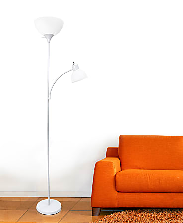 Simple Designs Floor Lamp With Reading Light 71 H White