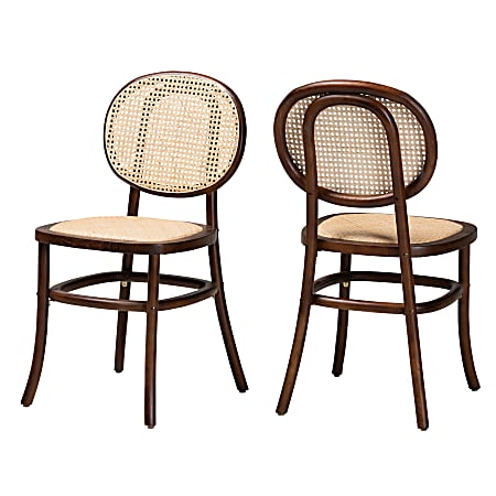 Baxton Studio Garold Dining Chairs, Beige/Walnut Brown, Set Of 2 Chairs