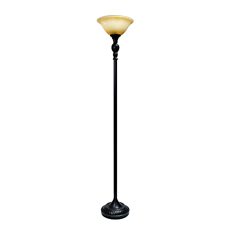 Elegant Designs 1-Light Torchiere Floor Lamp, 71"H, Amber Shade/Restoration Bronze Base