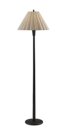 Adesso Scallop Floor Lamp, Black/Cream Fabric Shade
