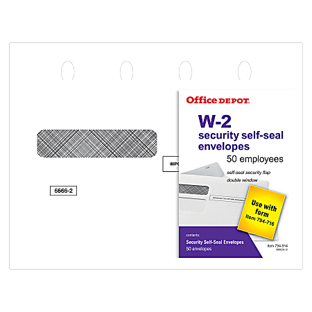 Office Depot® Brand W-2 Form Self-Seal Envelopes, 2012, 5 5/8" x 9 1/4", Pack Of 50