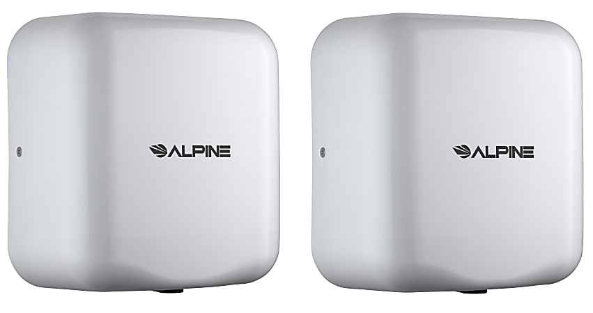 Alpine Industries Hemlock 220-Volt Commercial Automatic High-Speed Electric Hand Dryers, White, Pack Of 2 Dryers