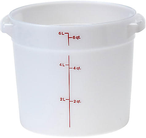 Cambro Poly Round Food Storage Containers, 6 Qt, White, Pack Of 12 Containers