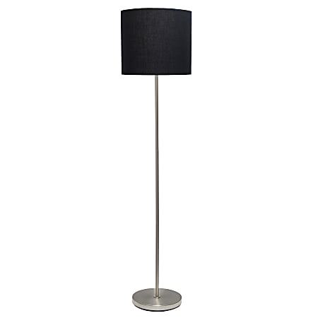 Simple Designs Floor Lamp, 58"H, Black Shade/Brushed Nickel