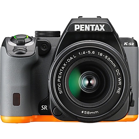 Pentax K-S2 20.1 Megapixel Digital SLR Camera with Lens - 18 mm - 50 mm - Black, Orange