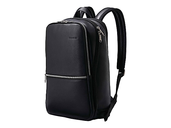 Samsonite Classic Leather Slim - Notebook carrying backpack - 14.1" - black