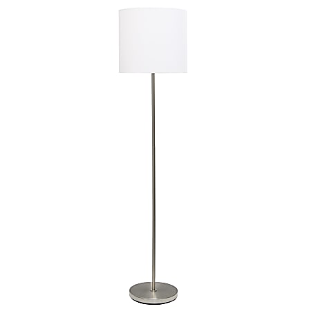 Simple Designs Floor Lamp, 58"H, White Shade/Brushed Nickel