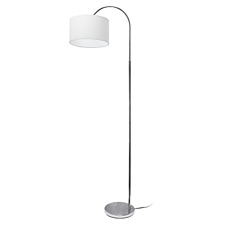 Simple Designs Arched Floor Lamp, 65"H, White Shade/Brushed