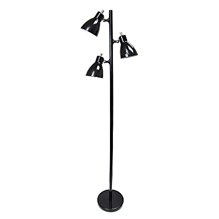 Simple Designs 3-Light Tree Floor Lamp, 63-3/8", Black Shade/Black Base