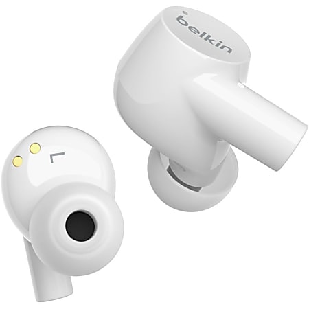 Belkin SOUNDFORM Rise True Wireless Earbuds - Stereo - True Wireless - Bluetooth - 32.8 ft - Earbud - Binaural - In-ear - Noise Cancelling Microphone - Noise Canceling - White