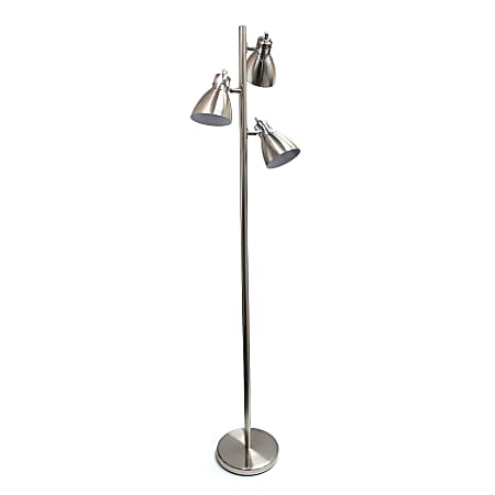 Simple Designs 3-Light Tree Floor Lamp, 63-3/8", Brushed