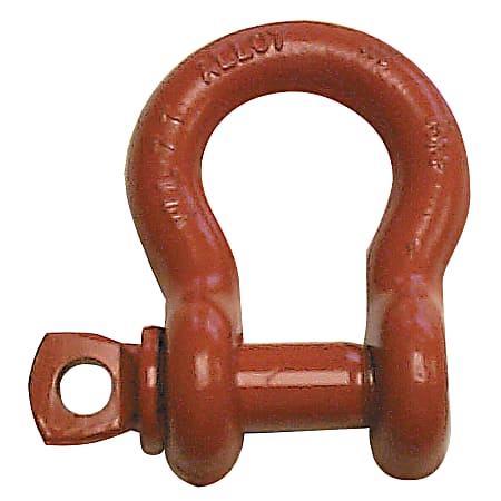 Screw Pin Anchor Shackles, 1 1/8 in Bail Size, 12 Tons, Orange Paint