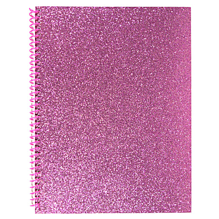 Top Flight Fashion 1-Subject Notebook, 8" x 10", 70 Sheets, Pink Glitter