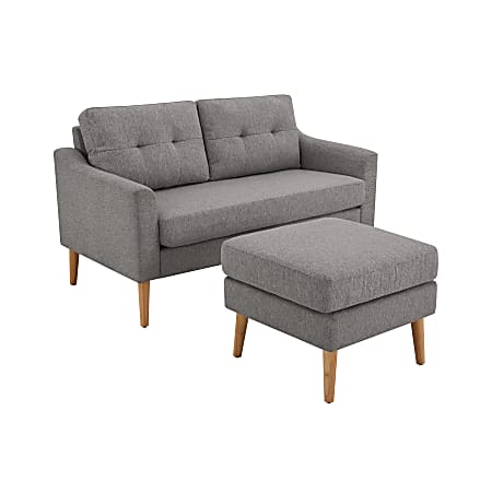 Lifestyle Solutions Serta Iona Loveseat And Ottoman Set, 34-1/3”H x 56-1/8”W x 30-1/2”D, Charcoal