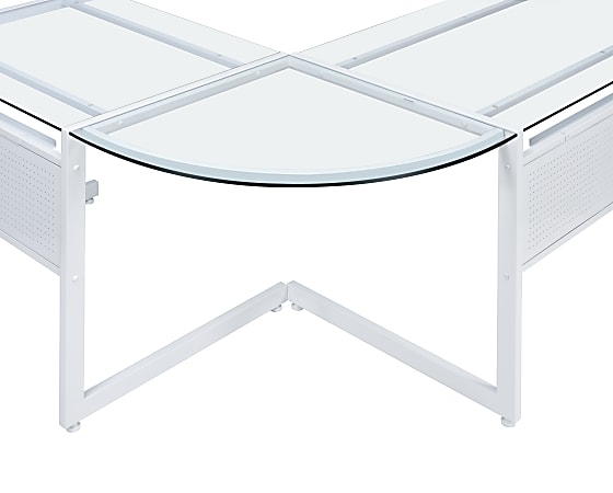 Eurostyle Caesar 78"W Corner Desk, White/Clear