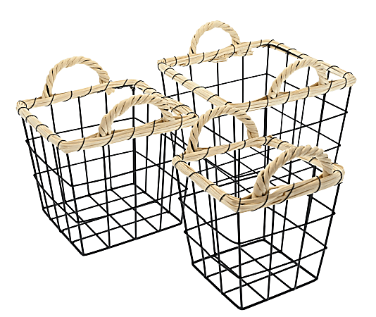 GNBI 3 Piece Wire Basket Set BlackNatural - Office Depot