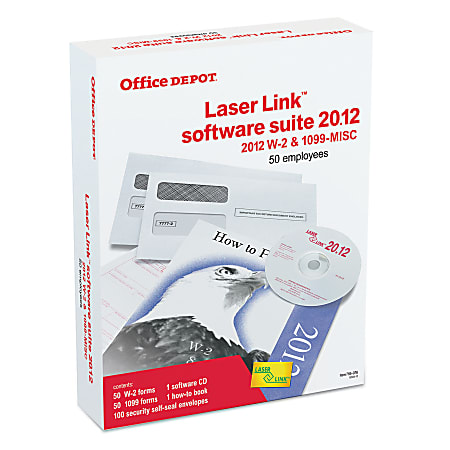 Office Depot® Brand 6-Part W-2 & 4-Part 1099 Form And LaserLink Software Sets, 2012, Pack Of 50