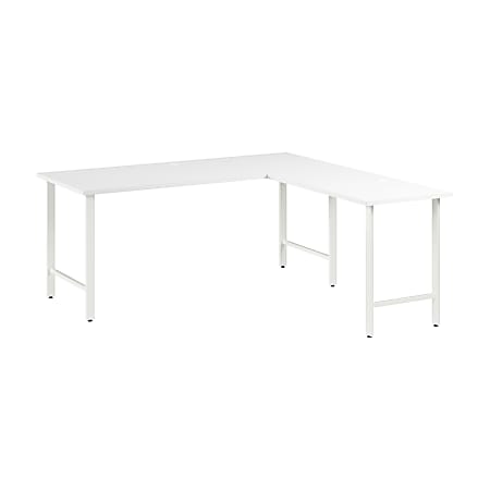 Bush Business Furniture Hustle 72"W L-Shaped Computer Desk With Metal Legs, White, Standard Delivery