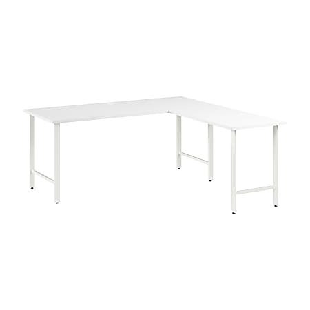 Bush Business Furniture Hustle 72"W L-Shaped Computer Desk With Metal Legs, White, Standard Delivery, HUS001WH