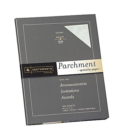 Southworth Parchment Specialty Paper, Letter Size, Celery, Pack Of 100