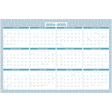 2024-2025 AT-A-GLANCE® BADGE Reversible Academic/Regular Year Wall Calendar, 24" x 36", Geo, July 2024 To June 2025, 1710G-550SB