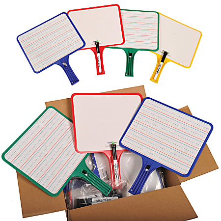 KleenSlate® Deluxe Dry-Erase Response Paddles, Handwriting, Pack Of 32